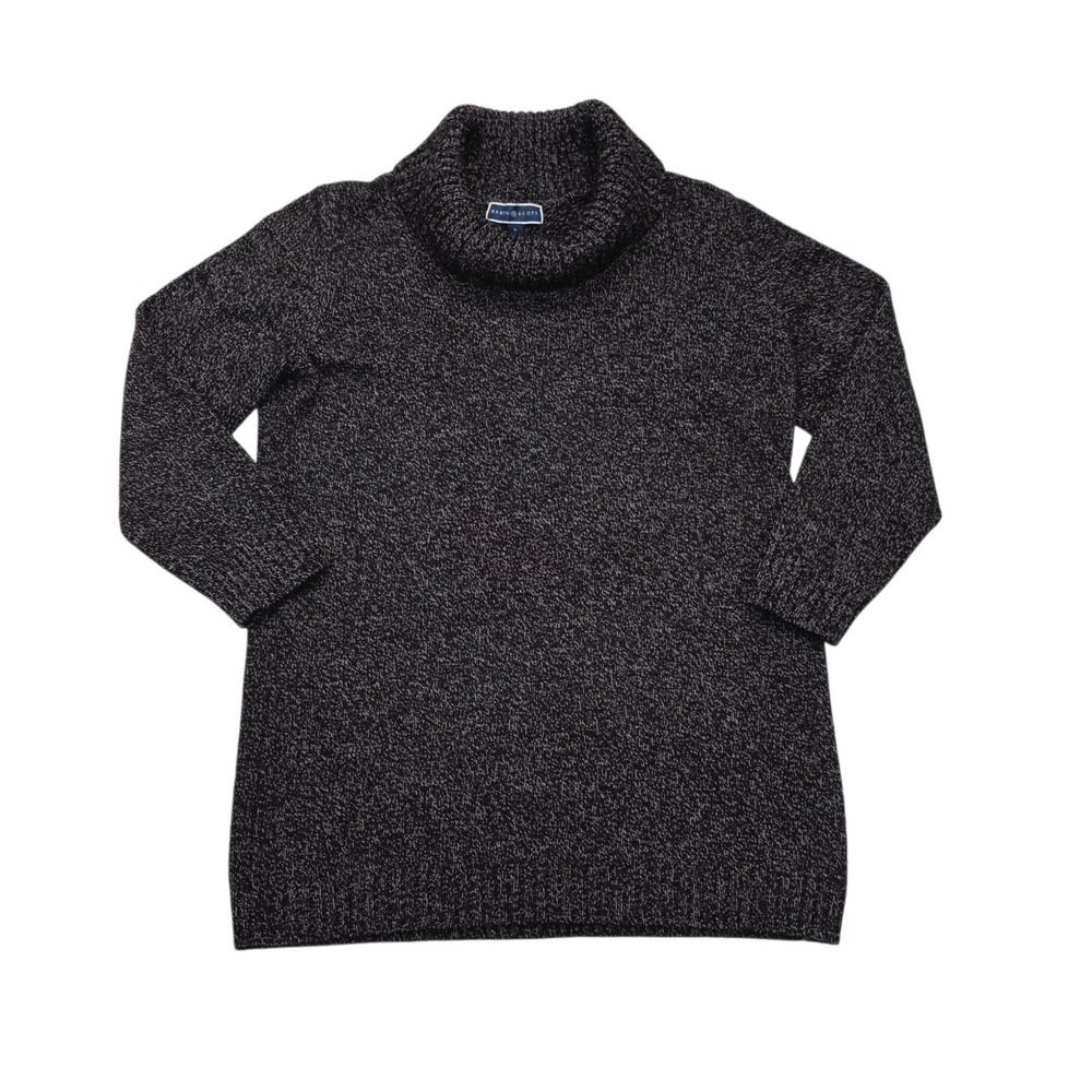Karen Scott Pullover Cowl Neck Sweater Ladies Black/ White Large - Picture 1 of 4